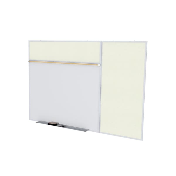 Combo Whiteboard/Bulletin, Mag Por/Vnyl, Styl B, 4 ft H x 12 ft W, Ivory